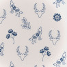 Embroidered canvas fabric with wolves and deer