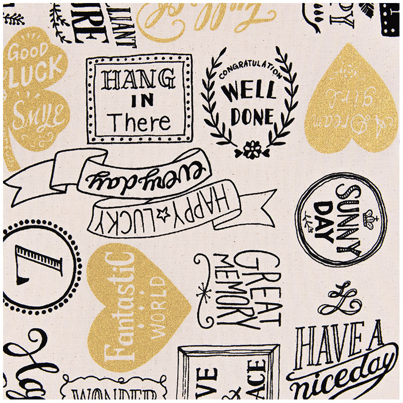 Lucky Typo canvas fabric beige, detail