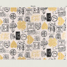 Lucky Typo canvas fabric beige