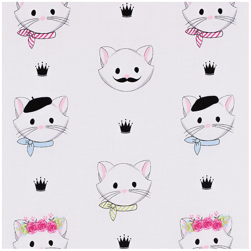 Franse kattenkoppen stof van Riley Blake Designs