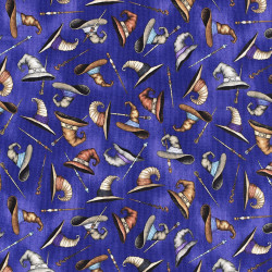 Wizard hats and wands fabric, Harry Potter Fabric