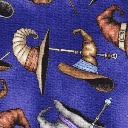 Wizard hats and wands fabric, detail