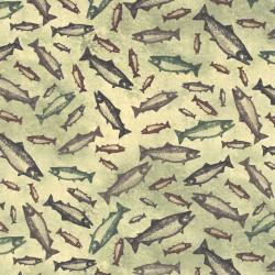 Swimming Salmon Fabric