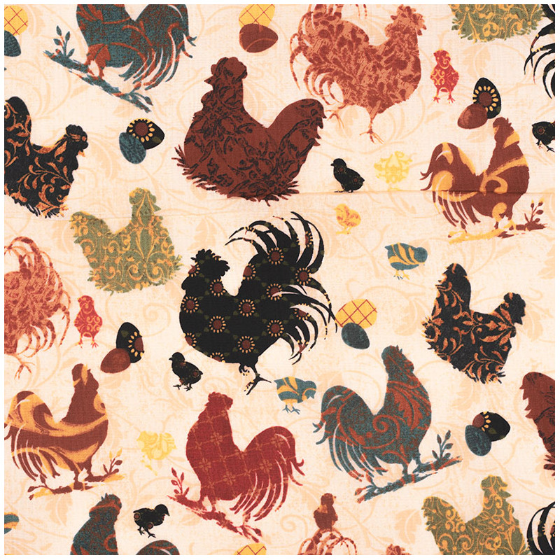 Roosters and Chickens fabric