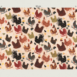 Roosters and Chickens fabric, half width