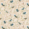Fabric with birds in blue Hydrangea colors