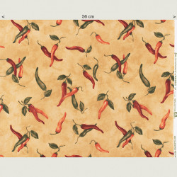 Chili peppers canvas fabric, half width