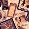 Nostalgische katoenen stof met reislabels, detail