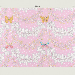 Pink butterfly Fabric, half width