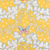 Yellow cotton fabric with a butterfly print