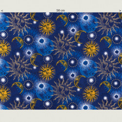 Sun and moon cotton fabric blue, half width