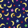 Moon and colored stars fabric, detail