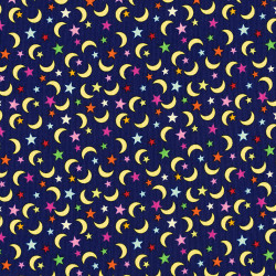 Moon and colored stars fabric