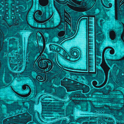 Groene Muziekinstrumenten stof, detail