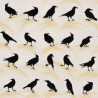Crow fabric, black crows on a cream cotton fabric