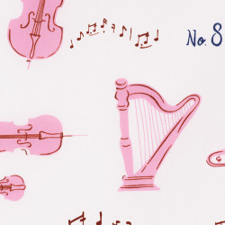 Sonata, katoenen stof met roze instrumenten