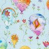 Hippie ballonnen stof blauw, detail