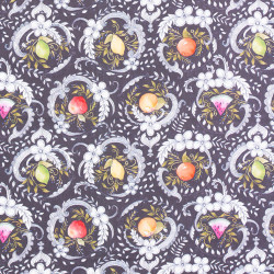 Fruit fabric, Botanique brown/grey cotton