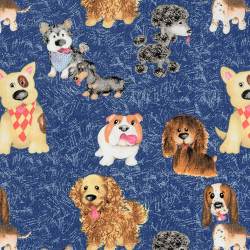 Puppy fabric blue coupon 130x112cm