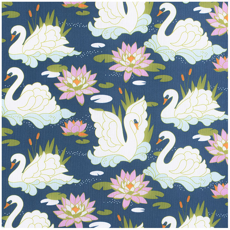 Swan Fabric Harmony, blue cotton