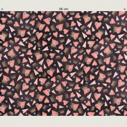 All for love, hearts and crowns fabric, black. Half width