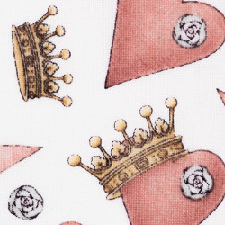 All for love, hearts and crowns fabric, white. Detail