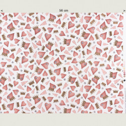 All for love, hearts and crowns fabric, white. Half width