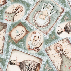 Lost song portraits fabric green