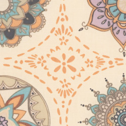 Mandala fabric beige cotton, detail