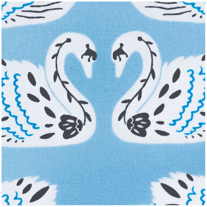 Zwanen stof Baltic Swans blauw, detail