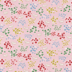 Cat fabric by Kokka pink