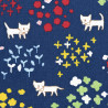 Cat fabric by Kokka blue, detail