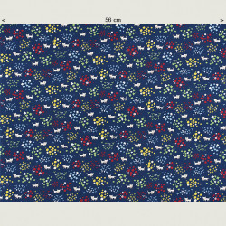 Cat fabric by Kokka blue, half width
