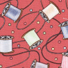 Spools of yarn fabric coral red, detail