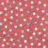Spools of yarn fabric coral red