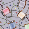Spools of yarn fabric gray , detail