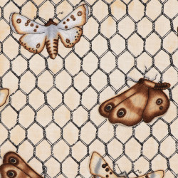 Chicken wire with moths fabric, detail