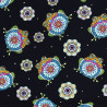 Mandala frogs fabric, zwarte katoen