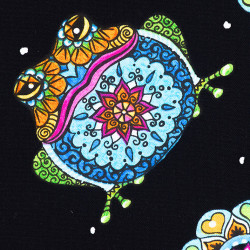 Mandala frogs fabric, detail