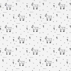 Goat fabric, white cotton with black print