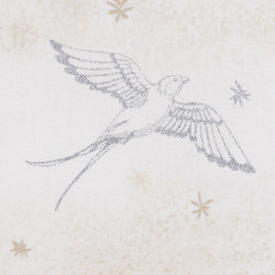 Swallow fabric with silver print, detail