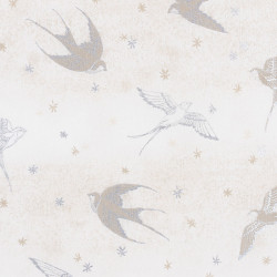 Swallow fabric with silver print