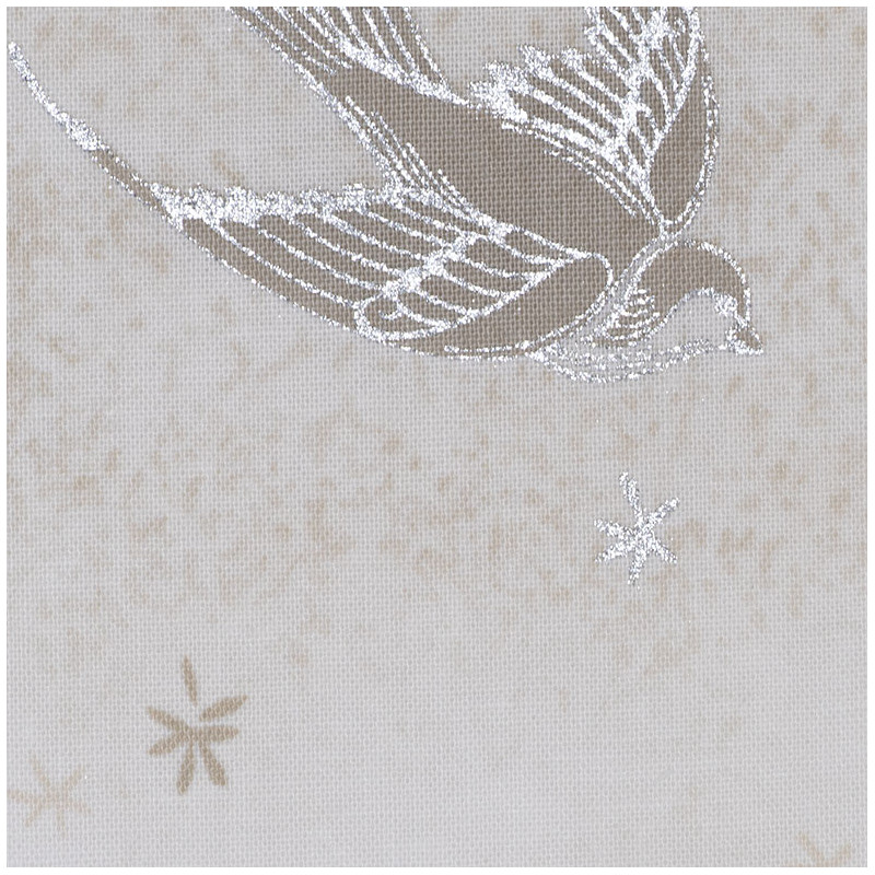 Swallow fabric with silver print, vanille