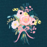 Bouquets fabric English Garden blue, detail