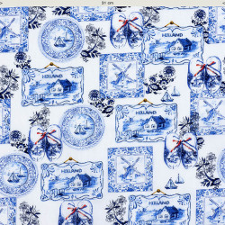 Delft blue wall plates fabric coupon 50x145cm