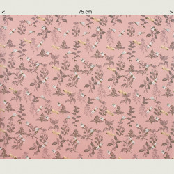 Organic fabric with dragonflies, pink. Half width