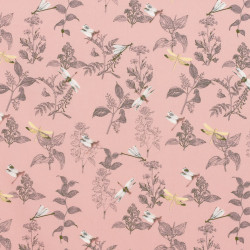 Organic fabric with dragonflies, pink