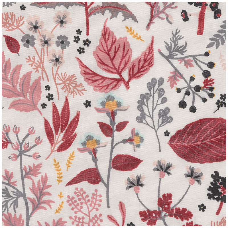 Flowers, leaves and berry fabric - detail