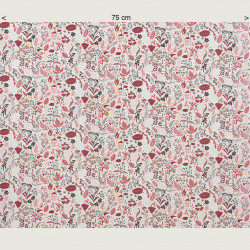 Flowers, leaves and berry fabric, half width