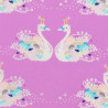 Swans with golden crowns fabric,detail